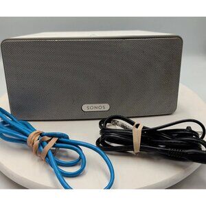 Sonos Play: 3 Wireless Smart Wi-Fi Speaker White Silver W Ethernet Cable Music